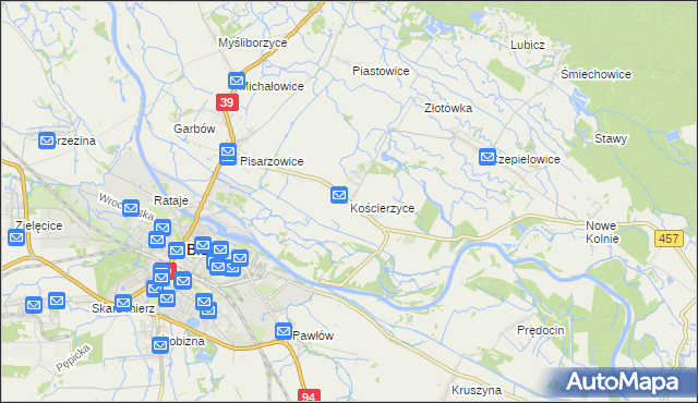 mapa Kościerzyce, Kościerzyce na mapie Targeo