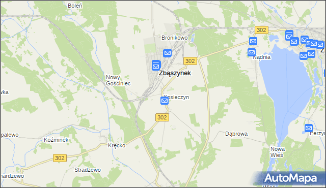 mapa Kosieczyn, Kosieczyn na mapie Targeo