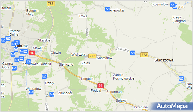 mapa Kosmolów, Kosmolów na mapie Targeo