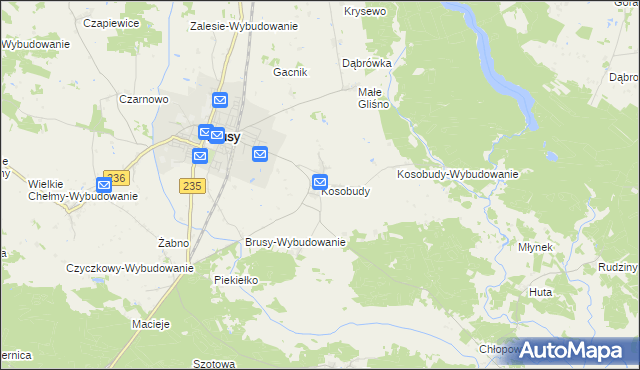 mapa Kosobudy gmina Brusy, Kosobudy gmina Brusy na mapie Targeo
