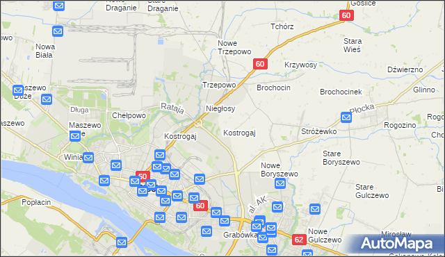 mapa Kostrogaj, Kostrogaj na mapie Targeo