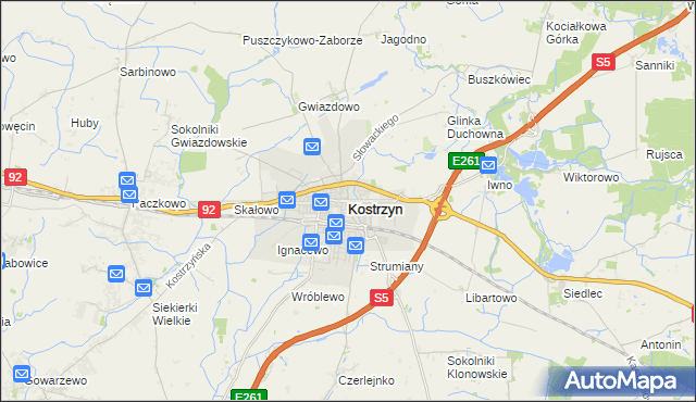 mapa Kostrzyn powiat poznański, Kostrzyn powiat poznański na mapie Targeo