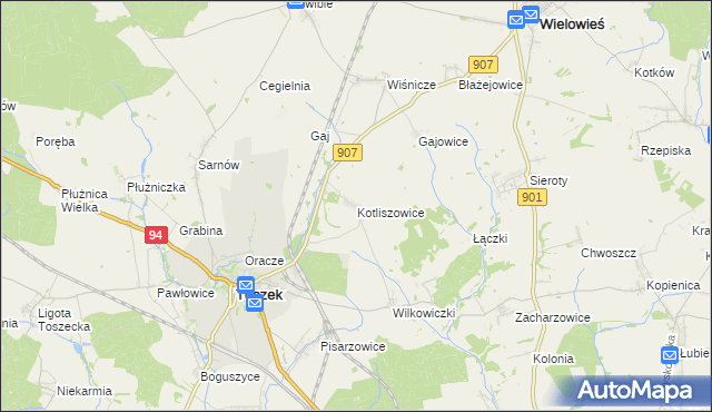 mapa Kotliszowice, Kotliszowice na mapie Targeo