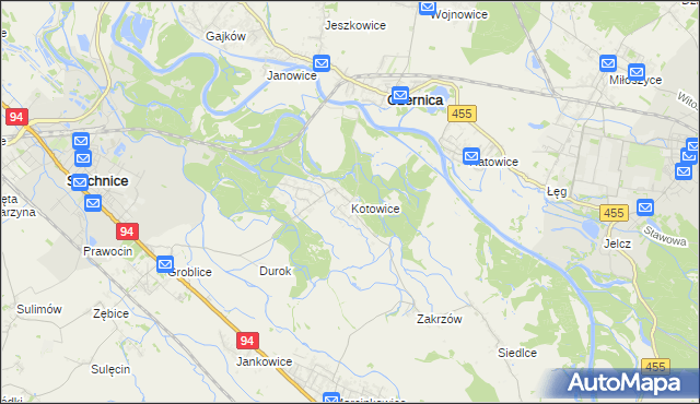 mapa Kotowice gmina Siechnice, Kotowice gmina Siechnice na mapie Targeo