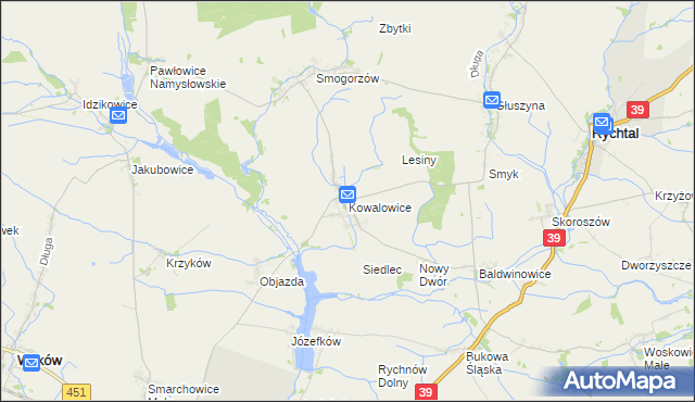 mapa Kowalowice, Kowalowice na mapie Targeo