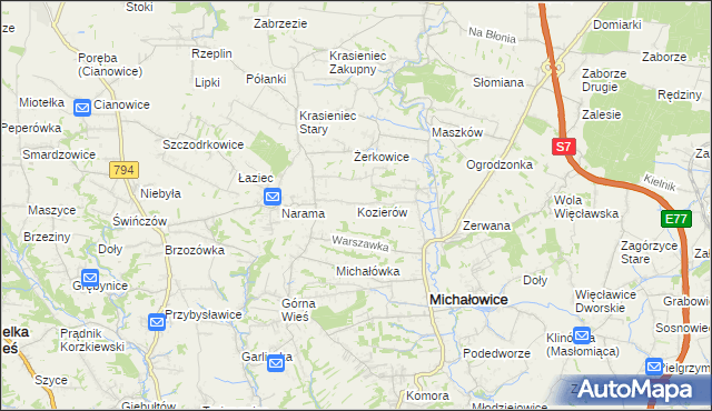 mapa Kozierów, Kozierów na mapie Targeo