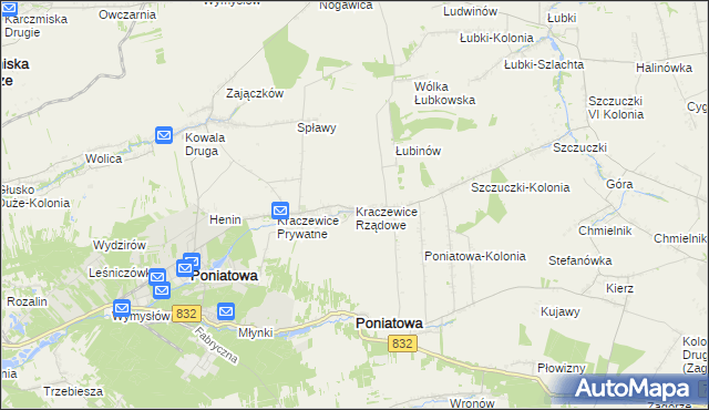 mapa Kraczewice Rządowe, Kraczewice Rządowe na mapie Targeo