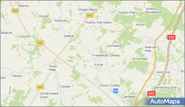 mapa Krasewice-Czerepy, Krasewice-Czerepy na mapie Targeo