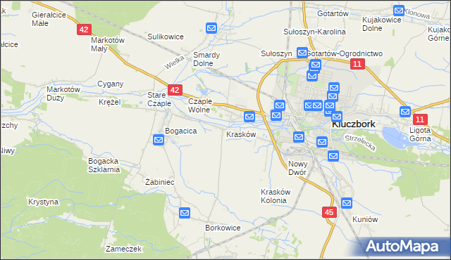 mapa Krasków gmina Kluczbork, Krasków gmina Kluczbork na mapie Targeo
