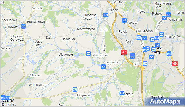 mapa Krauszów, Krauszów na mapie Targeo