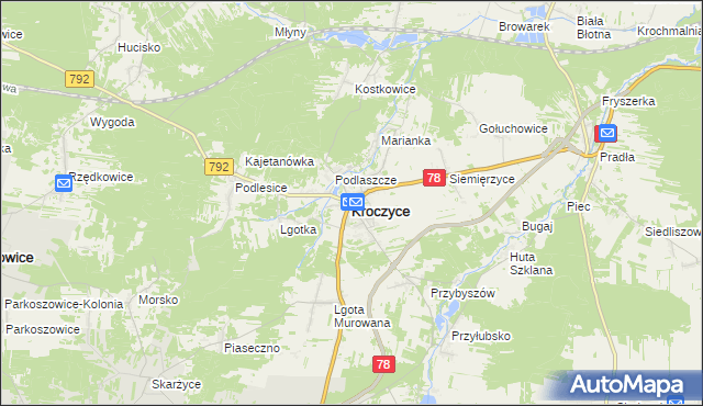 mapa Kroczyce, Kroczyce na mapie Targeo