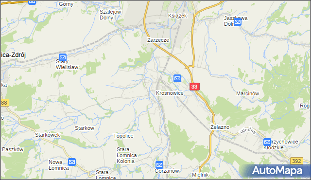mapa Krosnowice, Krosnowice na mapie Targeo