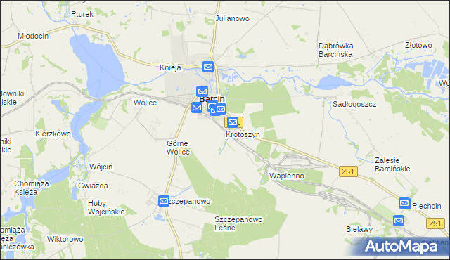 mapa Krotoszyn gmina Barcin, Krotoszyn gmina Barcin na mapie Targeo