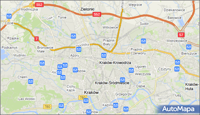 mapa Krowodrza, Krowodrza na mapie Targeo