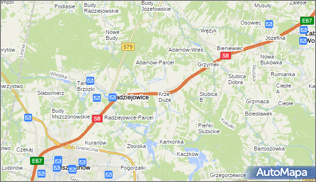 mapa Krze Duże, Krze Duże na mapie Targeo