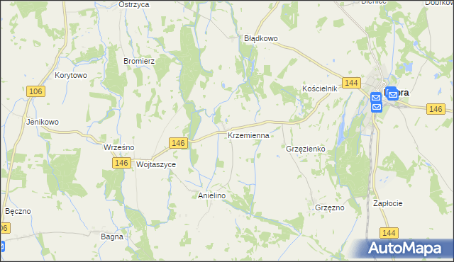 mapa Krzemienna gmina Dobra, Krzemienna gmina Dobra na mapie Targeo