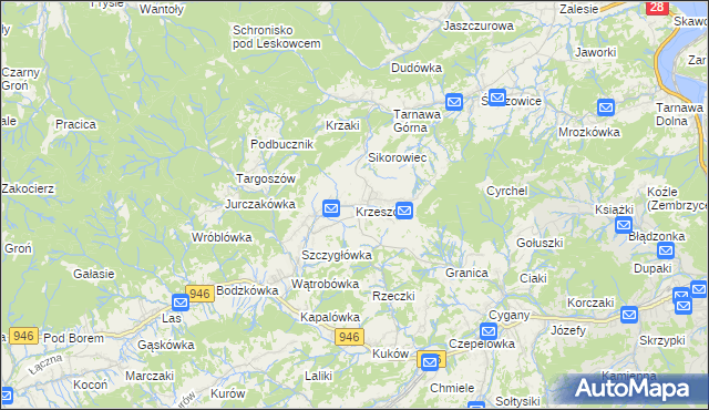mapa Krzeszów gmina Stryszawa, Krzeszów gmina Stryszawa na mapie Targeo
