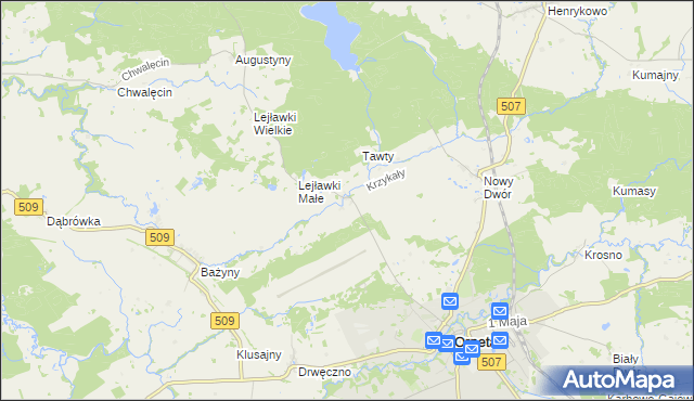 mapa Krzykały, Krzykały na mapie Targeo