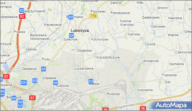 mapa Krzysztoforzyce, Krzysztoforzyce na mapie Targeo
