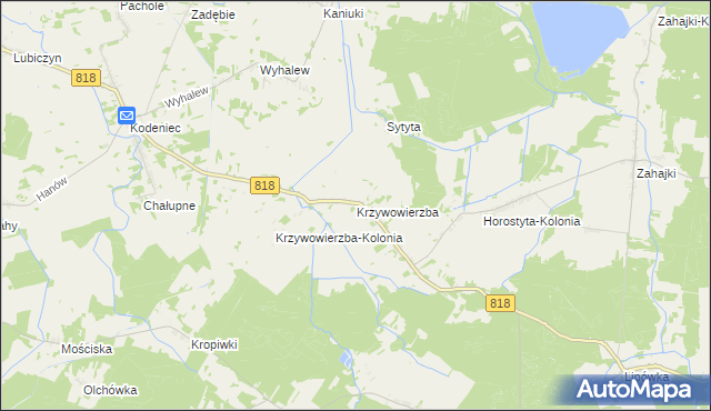 mapa Krzywowierzba, Krzywowierzba na mapie Targeo