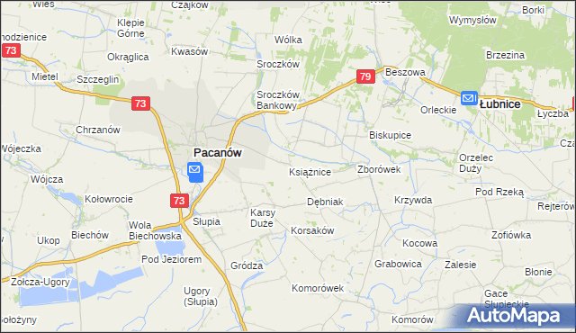 mapa Książnice gmina Pacanów, Książnice gmina Pacanów na mapie Targeo