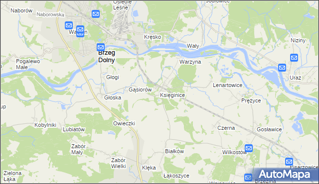mapa Księginice gmina Miękinia, Księginice gmina Miękinia na mapie Targeo