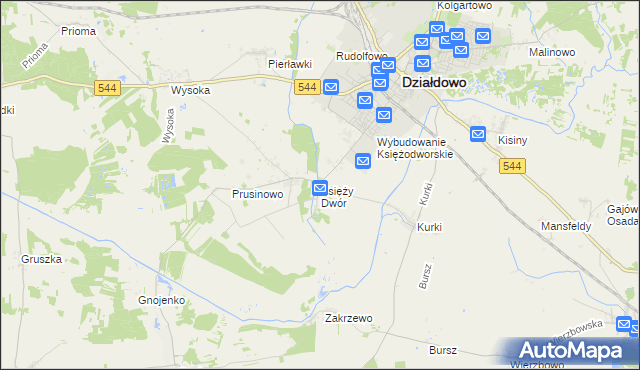 mapa Księży Dwór, Księży Dwór na mapie Targeo