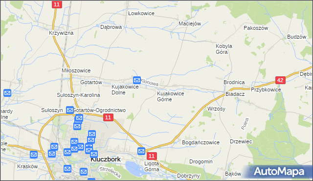 mapa Kujakowice Górne, Kujakowice Górne na mapie Targeo