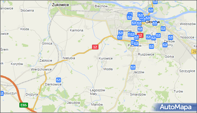 mapa Kurowice gmina Jerzmanowa, Kurowice gmina Jerzmanowa na mapie Targeo