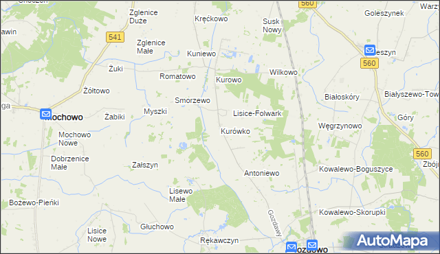 mapa Kurówko gmina Gozdowo, Kurówko gmina Gozdowo na mapie Targeo