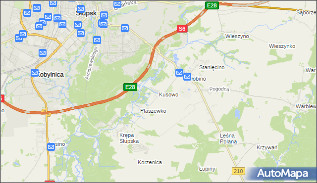 mapa Kusowo gmina Słupsk, Kusowo gmina Słupsk na mapie Targeo