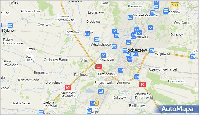 mapa Kuznocin gmina Sochaczew, Kuznocin gmina Sochaczew na mapie Targeo