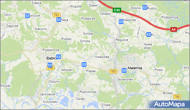 mapa Kwaczała, Kwaczała na mapie Targeo