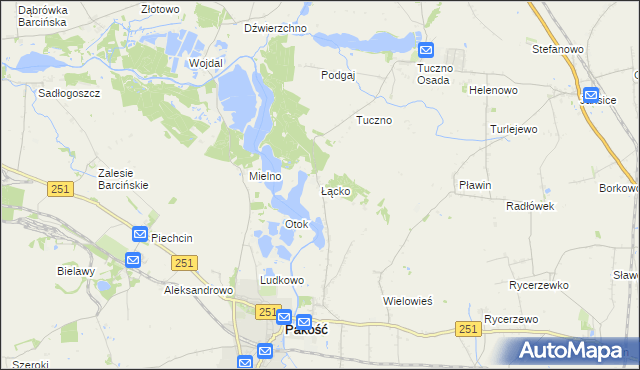 mapa Łącko gmina Pakość, Łącko gmina Pakość na mapie Targeo