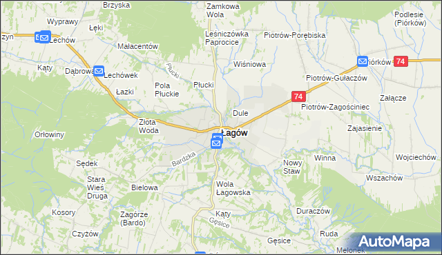 mapa Łagów powiat kielecki, Łagów powiat kielecki na mapie Targeo