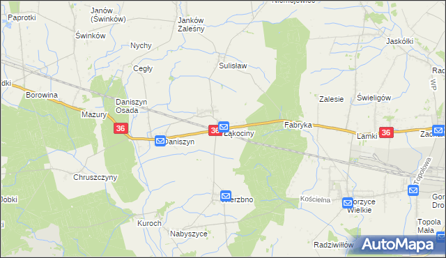 mapa Łąkociny, Łąkociny na mapie Targeo