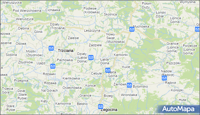 mapa Łąkta Dolna, Łąkta Dolna na mapie Targeo