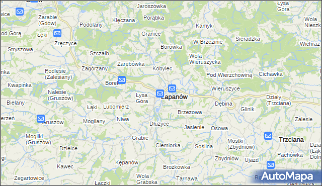 mapa Łapanów, Łapanów na mapie Targeo