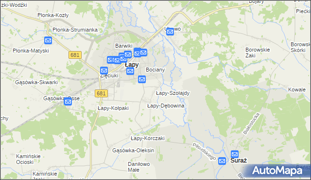 mapa Łapy-Szołajdy, Łapy-Szołajdy na mapie Targeo