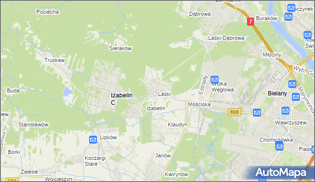 mapa Laski gmina Izabelin, Laski gmina Izabelin na mapie Targeo