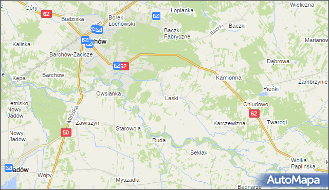 mapa Laski gmina Łochów, Laski gmina Łochów na mapie Targeo