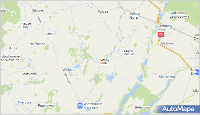 mapa Łąsko Małe, Łąsko Małe na mapie Targeo