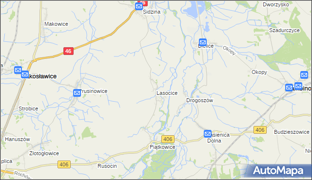 mapa Lasocice gmina Łambinowice, Lasocice gmina Łambinowice na mapie Targeo