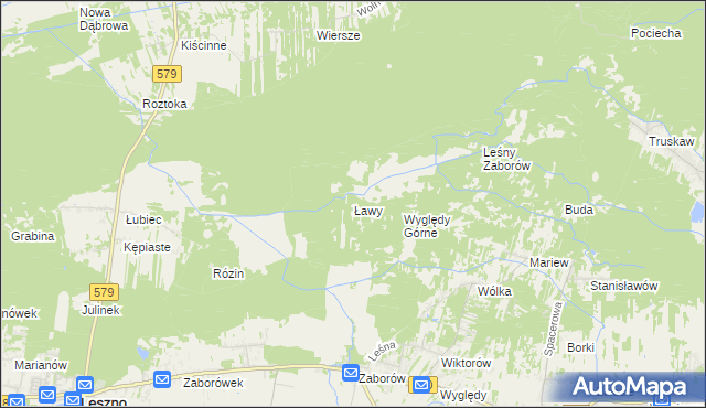 mapa Ławy gmina Leszno, Ławy gmina Leszno na mapie Targeo