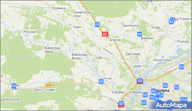 mapa Łazy gmina Olszewo-Borki, Łazy gmina Olszewo-Borki na mapie Targeo