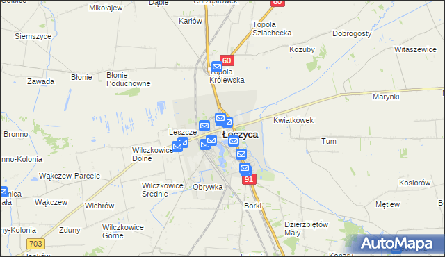 mapa Łęczyca, Łęczyca na mapie Targeo