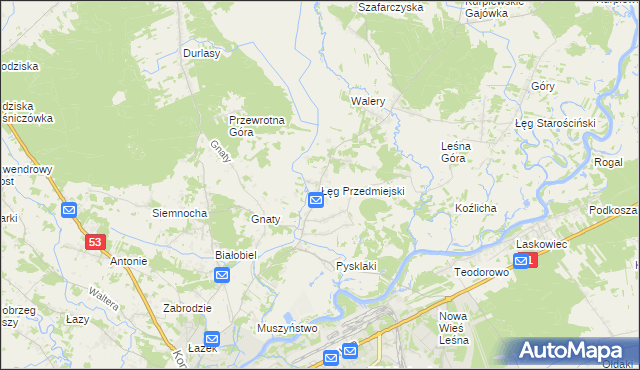 mapa Łęg Przedmiejski, Łęg Przedmiejski na mapie Targeo