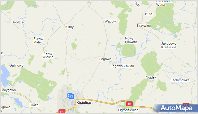mapa Łęgowo gmina Kisielice, Łęgowo gmina Kisielice na mapie Targeo