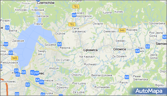 mapa Łękawica powiat żywiecki, Łękawica powiat żywiecki na mapie Targeo