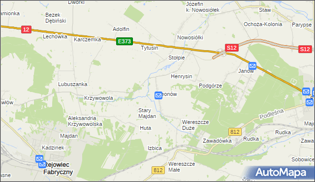 mapa Leonów gmina Rejowiec, Leonów gmina Rejowiec na mapie Targeo